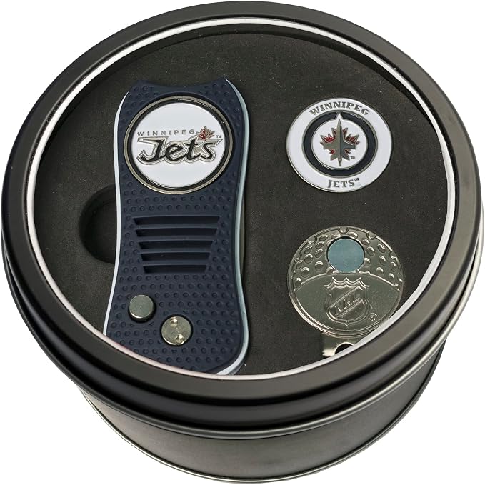 Team Golf NHL Gift Set Switchblade Divot Tool, Cap Clip, & 2 Double-Sided Enamel Ball Markers, Patented Design, Less Damage to Greens, Switchblade Mechanism
