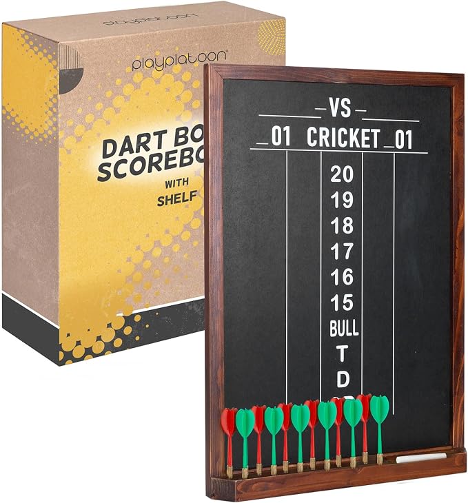Play Platoon Dart Scoreboard & Darts Holder Wall Mount - Wood Score Board, Professional Darts Accessories, Dart Holder