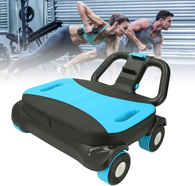 Wheel, Foldable Dual Handle Auto-Rebound Abdominal Wheel for Core Workout, Home Gym Equipment for Men and Women, Black Blue