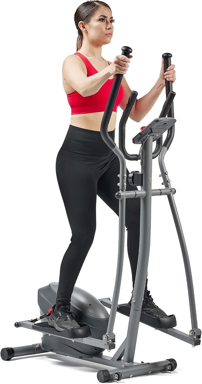 Sunny Health & Fitness Upright Elliptical Machine, Full Body Cardio Exercise Equipment with Adjustable Resistance, Arm and Leg Workout Machine, SunnyFit App via Bluetooth