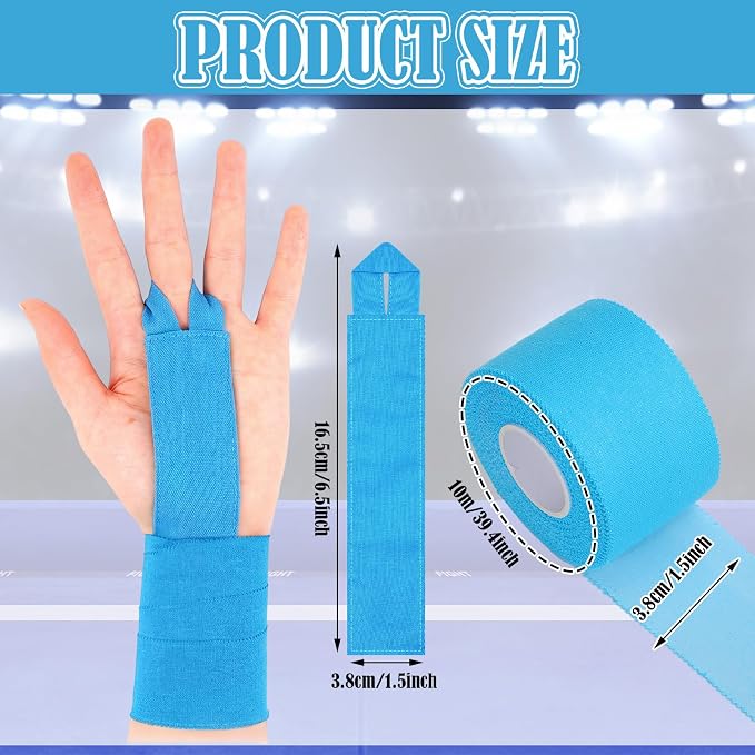 12 Pcs Gymnastics Tape Grips and 1 Roll Athletic Tape for Gymnastics Bars Reusable Athletic Grips Strong Support Wrist Ankle Knee Guards Protector Sport Training Accessories
