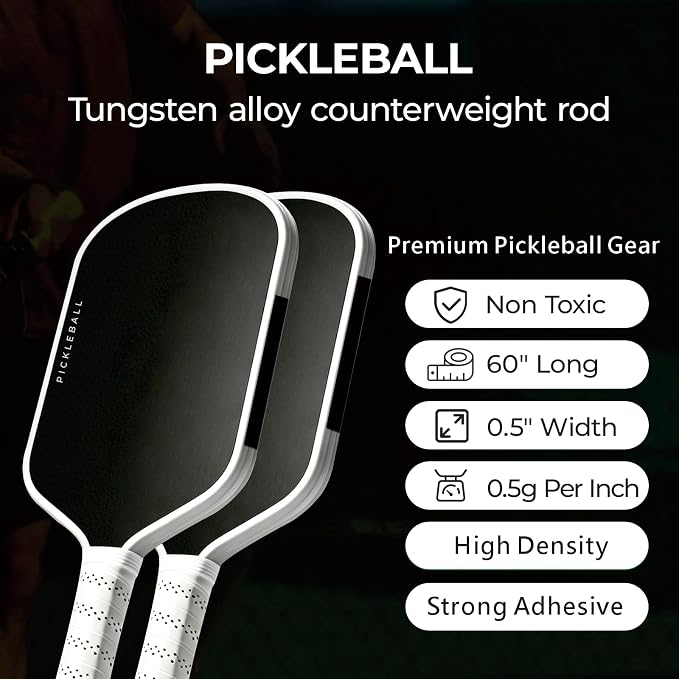 Tungsten Weight Tuning Tape, 60 Inch High Density Balance Strip, 0.5g/in & 1g/in Two Density Options, Non-Toxic Strong Adhesive Weight Strip for Pickleball Paddles, Golf Clubs & Tennis Rackets