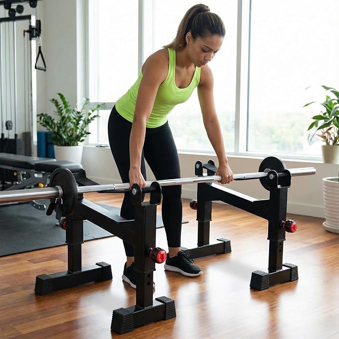 Deadlift Sling Rack, Deadlift Platform Barbell Elevation Stand with 5-Level Height Adjustment for Home Gym Weightlifting, 880 lbs Capacity