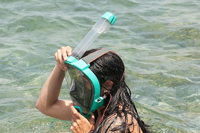 OCEAN REEF - Aria QR + Quick Release Snorkeling Mask - Full Face Snorkeling Mask - 180 Degree Underwater Vision - 8 Colours and 4 Sizes