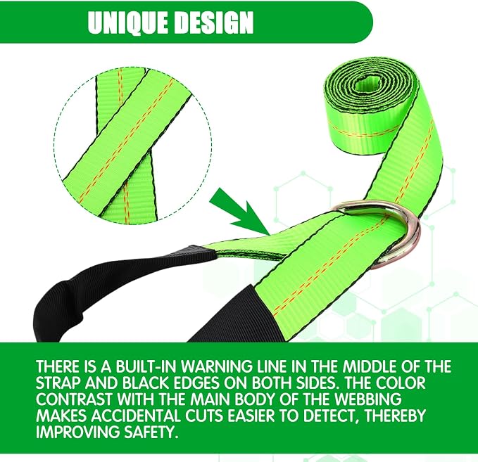 12 Pack Lasso Tow Truck Straps with D Ring 11, 000 Lbs Break Strength D Ring Auto Tie Down Wheel Lift Trailer Strap for Hauling Utv SUV Wrecker Rollback(2" X 12ft)