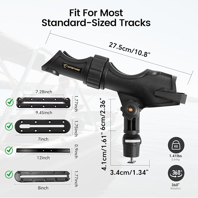 HITORHIKE Fishing Rod Holder Universal Fit Kit Allows for 360-degree Adjustment Kayak Fishing Boat Powerlock Rod Holder