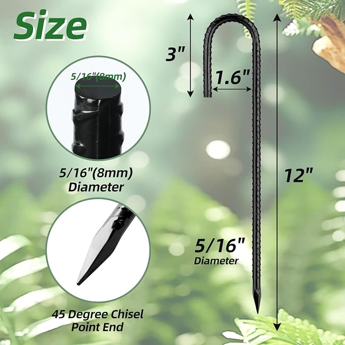 16 inches J Stakes 24-Pack and Straight Rebar Stakes 16-Pack, 12 inches J Hook Stakes 16-Pack