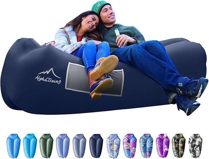 AlphaBeing Inflatable Lounger Beach Chair Accessories, Air Sofa Hammock Inflatable Couch for Camping Backyard Lakeside with Compression Sacks, Ideal Outdoor Gifts for Adults