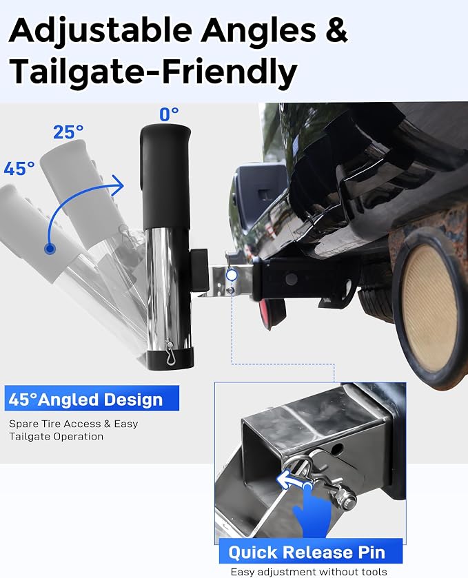 Aluminum Fishing Rod Holder for Truck Bed Holds 4 Fishing Rods, Truck Bed Fishing Rod Holder for Pickup, Gift for Truck Owners, Fishing, Outdoors, Dad, Family