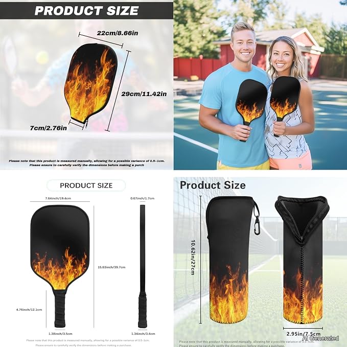 Pickleball Paddles Set 3PCS Pickleball Paddle Case Pickleball Racket Pickleball Bag Ideal for Beginners Gifts