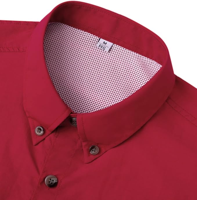 Alimens & Gentle Short Sleeve Fishing Shirt Wicking Fabric Sun Protection Casual Button Down Shirts