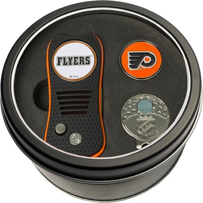 Team Golf NHL Gift Set Switchblade Divot Tool, Cap Clip, & 2 Double-Sided Enamel Ball Markers, Patented Design, Less Damage to Greens, Switchblade Mechanism