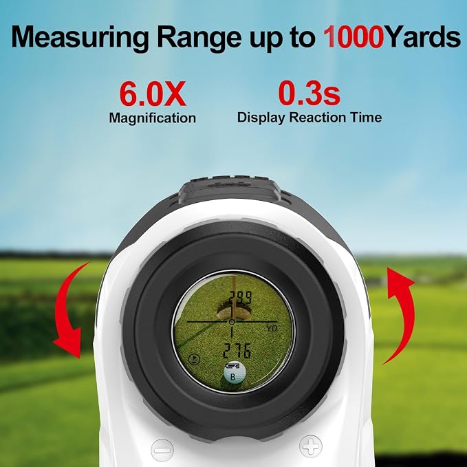 Precision Laser Rangefinder for Golf & Hunting, 800/1000/1300 m Range, 6X Magnification, Flagstick Locking with Flash Prompt, Slope Compensation & Angle Measurement, 0.3s Fast Measurement