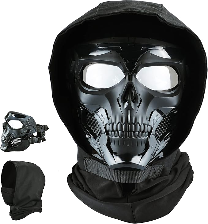 Guayma Airsoft Paintball Mask Tactical Full Face Cyberpunk Balaclava Mask For Halloween Cosplay Costume Movie Props