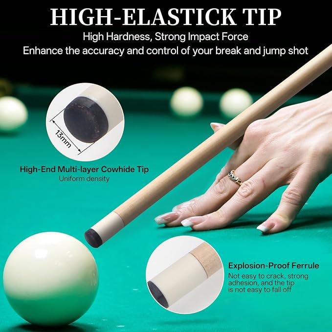 Kmise Pool Stick Set of - 58" Pool Cue Stick, Canadian Maple Professional Billiards Pool Cue, Pool Sticks for Adults, 18~21oz Multiple Colors