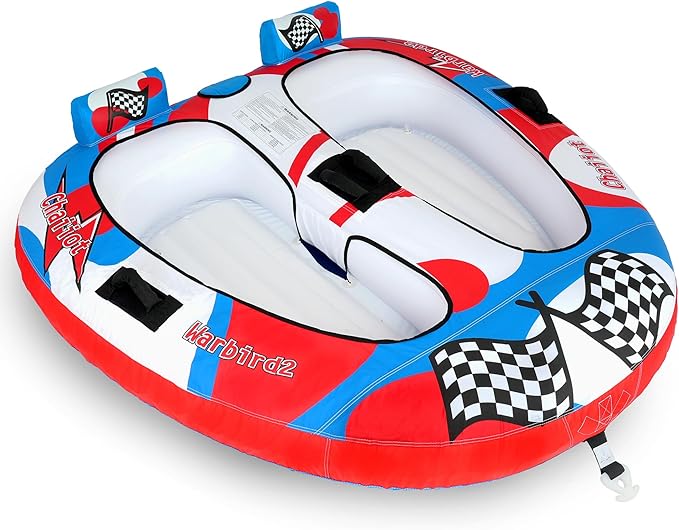 Towable Tube for Boating, 1–2 Person Inflatable Towable Tube with Quick Connect, Heavy Duty 840D Nylon Water Tube for Lake & Water Sports