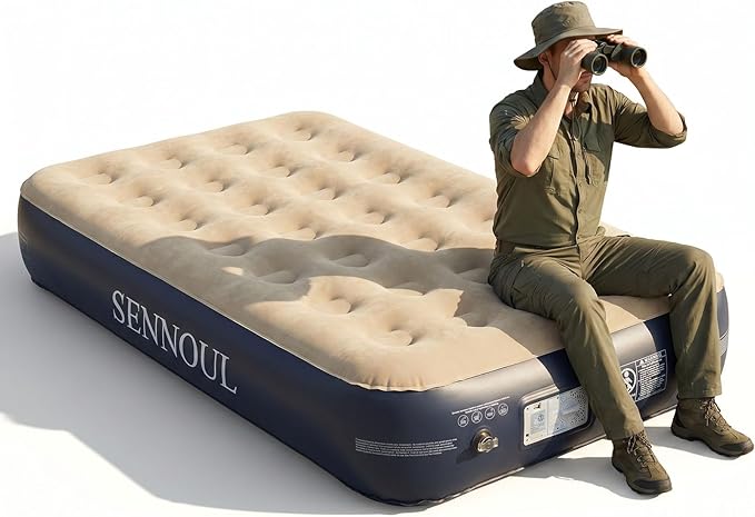 SENNOUL Air Mattress Twin with Built in Pump - 2 Mins Quick Self Inflatable,13"/550lbs Max Blow Up Bed, All Night Stability No Lost Air，No Peculiar Smell for Camping,Home,Guests & Portable Travel