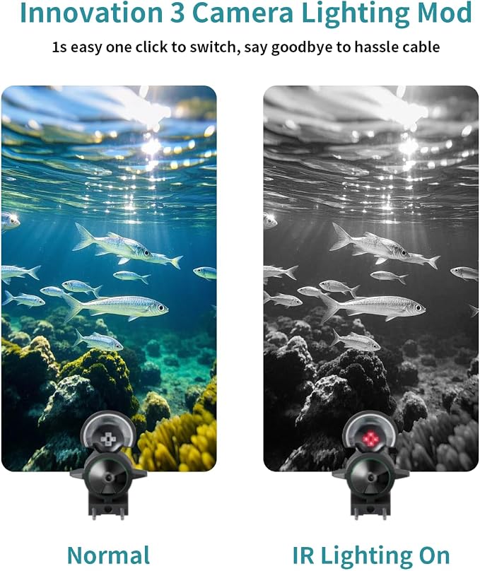 FOURQ Auto Reel Underwater Fishing Camera, 4.3" HD Monitor Fish Finder with 100ft Cable, 4 IR Night Vision Lights & 5000mAh Battery, Portable Video Camera for Ice, Kayak, Boat & Saltwater Fishing