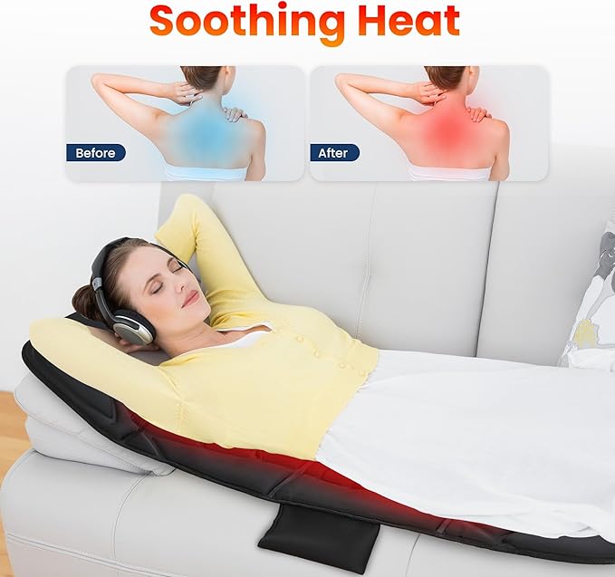 COMFIER Full Body Massage Mat with Heat, Back Massager with 10 Vibration Motors, 4 Heating Zones, Foldable Relaxation Pad for 3 Adjustable Intensity– Vibration Massage Only, Gift for Men Women