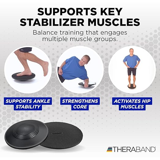 THERABAND Wobble Board Stability and Balance Trainer, Round Wobble Board, Core Strength Balance Disc for Adults, Physical Therapy, Agility Training, Compact Non-Slip Design