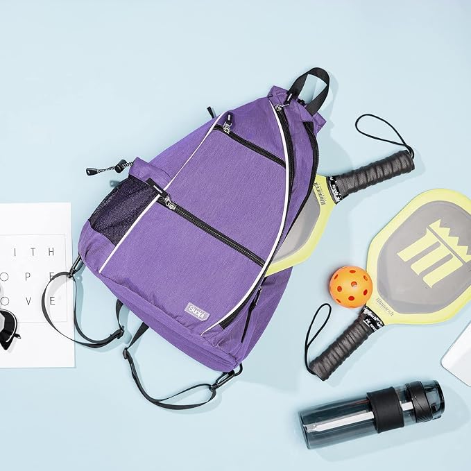 Sucipi Pickleball Bag - Men's & Women's Pickleball Backpack, Adjustable Sling Bag w/Fence Hook/Large Capacity/Safety Pocket