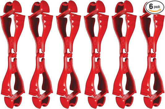 Ergodyne Squids 3400 Glove Clip Holder with Dual Clips, 6-Pack, Red