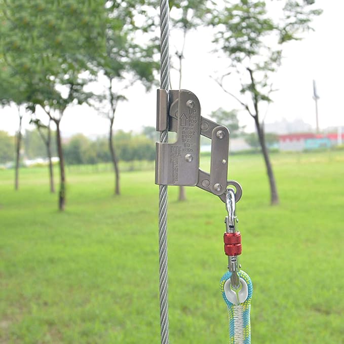 01 Self-Locking Rope Grab,Self-Braking Stop Descender Clamp Climbing Anti Fall Protection Equipment Rope Grab Ascender Fall Protection for Rocking Climbing Tree(Round Hole)