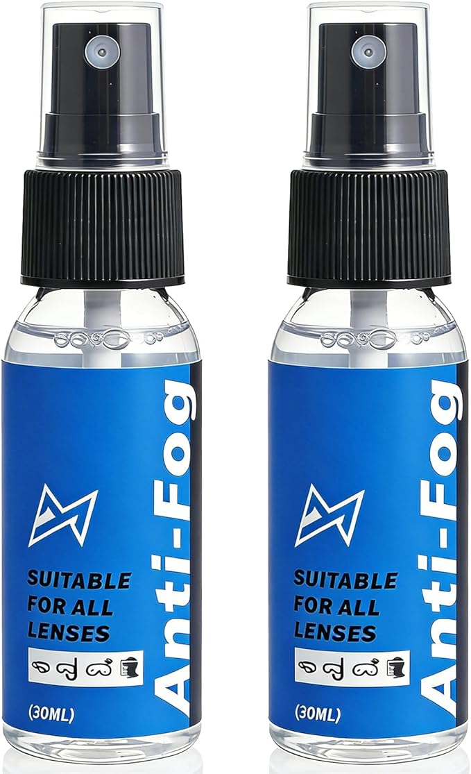Safe Anti Fog Spray for Swim Goggles Glasses, 2 Pack Quick and Long-Lasting Defogger for Eye Glasses Swim Goggles Ski Goggles Snorkel Mask Scuba Diving Mask Motorcycle Helmet Visor Hockey Shield