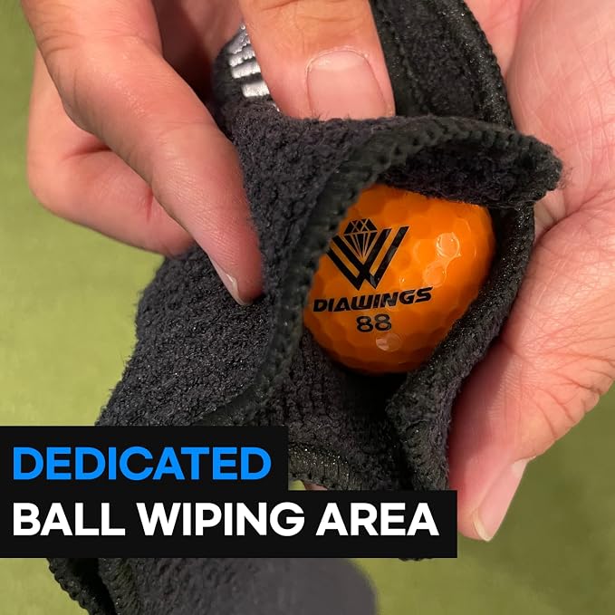 Diawings All in One Golf Towel, 5-in-1 Multi-Functional Golf Towel, with Magnetic Hold, Waffle Weave Microfiber Club & Ball Towel, Retractable Brush, Carabiner Clip – Ultimate Golf Accessory (Gray)