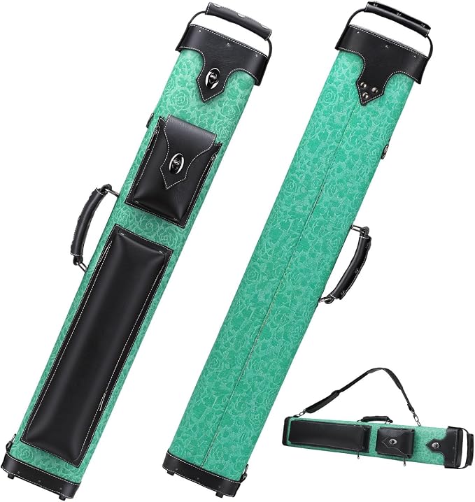 Hard 3x5 Pool Cue Case, 8 Hole Pool Cue Stick Case Billiard Cue Case, Holds Up to 3 Butts and 5 Shafts, Topstitching Design