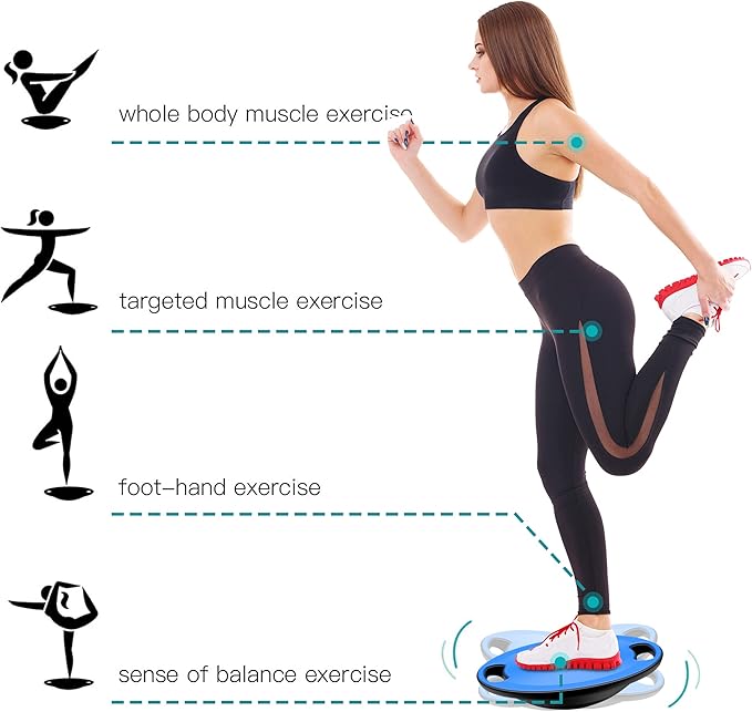 Wobble Balance Board, Exercise Balance Stability Trainer Portable Balance Board with Handle for Workout Core Trainer Physical Therapy & Gym No-Skid Surface