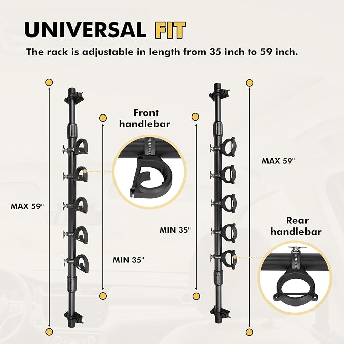 Hikeen Fishing Rod Holder for Car, Vehicle Fishing Pole Holder Roof Rack Inside,5 Rod Capacity, Heavy Duty Adjustable 35-59 Inch, Fishing Rod Carrier Pole Storage for Trucks, SUV, Wagons, Van