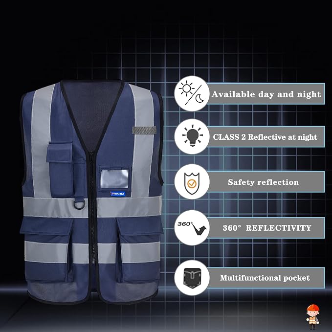A-SAFETY navy blue work vest