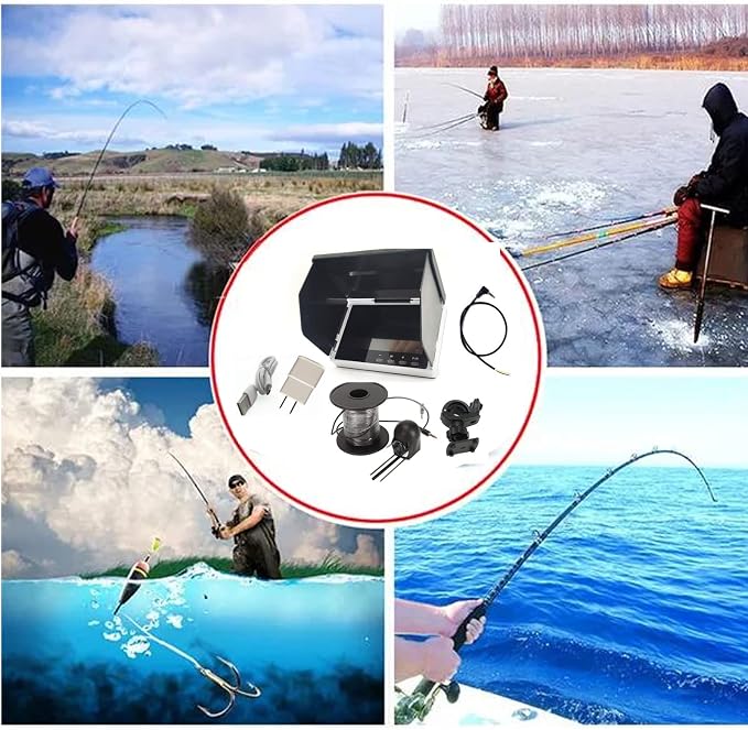 5" Underwater Fishing Camera,Portable LCD Monitor HD Fish Finder, IP67 Waterproof Camera 800 * 480 with Sun Visor,2000cd Brightness Depth Camera with 30m/98.4ft Cable Fit Ideal Gift