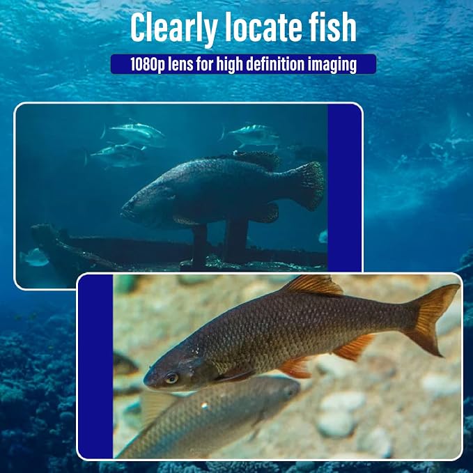 1080P Underwater Fishing Camera with 195° Wide Angle Lens, 4.3in Screen, Ultra Bright Sunshade, Portable Fish Finder for Ice Fishing
