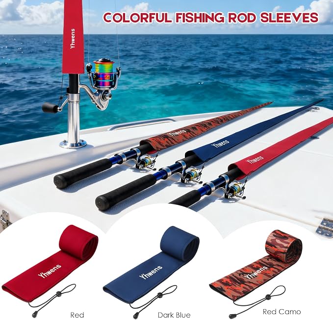 Neoprene Fishing Rod Sleeve Rod Sleeves Fishing Pole Sleeve Rod Socks for Fishing Poles Rod Cover Rod Protector Durable for Casting Spinning Trolling Sea Fishing Rod Storage