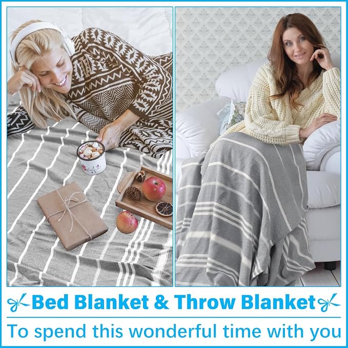 Vikumond Oversized Turkish Beach Towel Blanket XXL Cotton Sandproof Towels Boho Woven Extra Large Big Sand Free Giant Throw Blankets Huge Quilt XL Picnic Camping Necessities Cloud for Adult Gifts