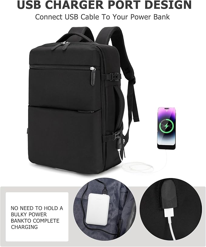 feilario 2 Piece Set Aluminium Frame PC Hard Shell Spinner Wheels Luggage,22.5"X15"X9.5" Airline Approved Built-In TSA lock Carry on Suitcase, with Cup Holder, USB Port, Phone Holder