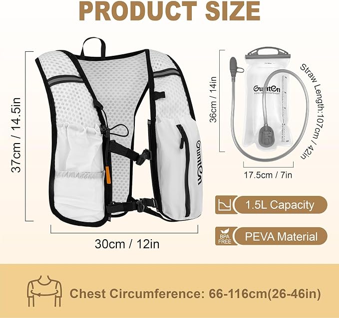 Running Vest for Women Men Adjustable Running Hydration Vest with Phone Holder Reflective Strips for Marathon Hiking Cycling