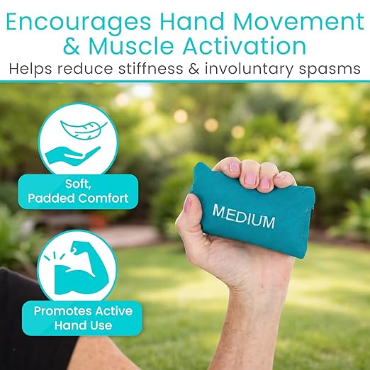Vive Palm Grip Protector (3 Pack) - Hand and Finger Contracture Cushions - for Arthritis, Skin Breakdown, Exercise Strength - Comfortable Elastic Band Sized for Men and Women - Stroke Patient Rehab