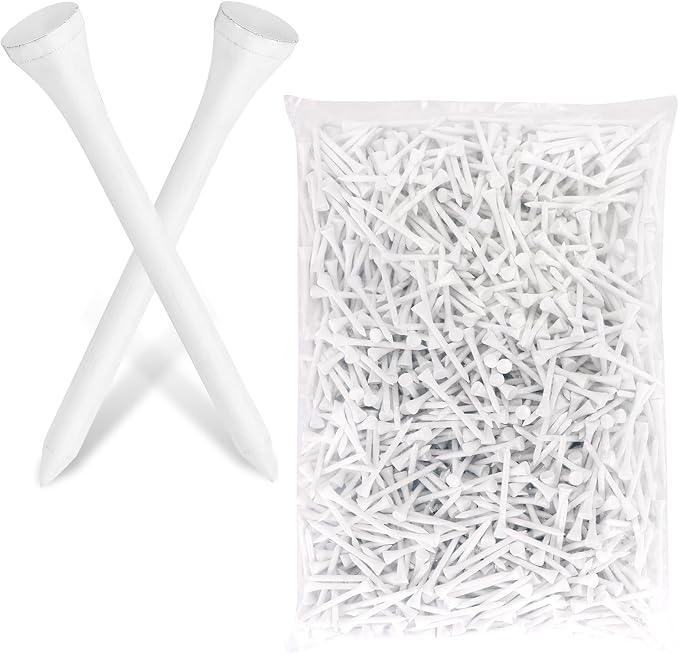 Bamboo Golf Tees 1000/500 PCS 2-3/4 & 3-1/4 inch Length | Professional Natural Bamboo Golf Tees, Durable and Low Friction