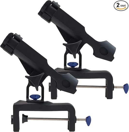 HiUmi Fishing Boat Rods Holder with Large Clamp Opening 360 Degree Adjustable Fishing Rod Racks Folding Holder