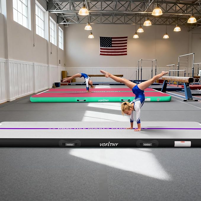 VOFiTNY All Purpose Gymnastics Mat 6.6/10/13/16/20 ft Sturdy Inflatable Tumble Track for Home/Gym