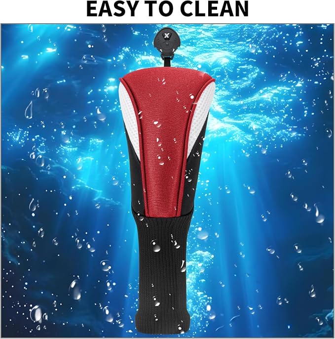 Golf Club Head Covers for Woods 3/4/5/6 Pieces Long Neck Mesh Sports Golf Club Headcovers Set with Interchangeable No. Tags 3 4 5 6 7 X Golf Accessories for Men Women