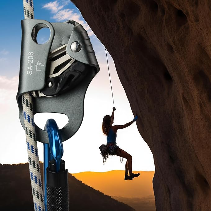 CE Chest Ascender, 100kgs Strong Climbing Rappelling Gear Equipment for Rock Climbing, Tree Arborist, Climbing Rescue Caving, Mountaineering, 8~13MM Rope, 4kN, Orange