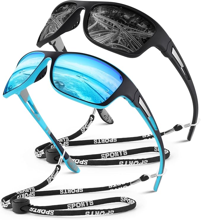 WEAROYO Polarized Sports Sunglasses for Men Women,Fishing Driving Rectangular Goggles UV400 Protection