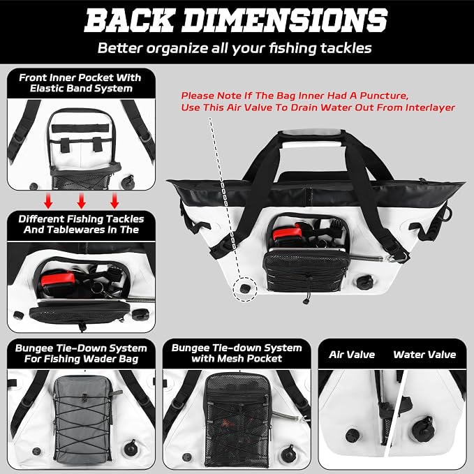 MORXPLOR Insulated Fish Cooler Kill Bag with Flat Bottom-25x17.5 40x16 60x20Inches Waterproof Fishing tackle Kill Cooler Bag