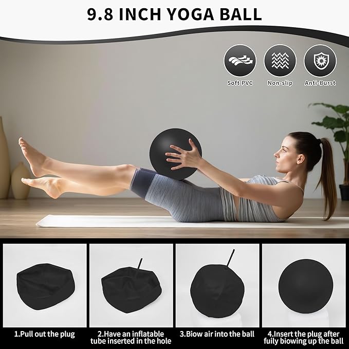 DICYWUDI Pilates Essentials Kit for Home Women, Pilates Equipment for Workouts, 6 Fabric Resistance Bands, 12 Inch Magic Circle Yoga Ring, Mini Exercise Ball, Great Exercise Equipment