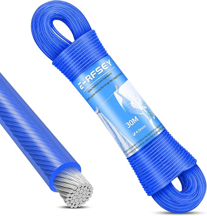 Extra Strong 100ft Washing Line - Outdoor Washing Line, Waterproof and Rustproof, Extremely High Load Capacity, Suitable for Gardens and Balconies (4mm Diameter)