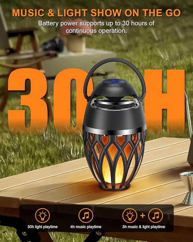 MOFOKEAY 2 Pack Outdoor Bluetooth Speakers,Wireless Speakers with LED Flame Flickers,IP5X Waterproof Torch Lights Lantern Speakers for Patio Yard Pool Party,Gifts for Men/Women